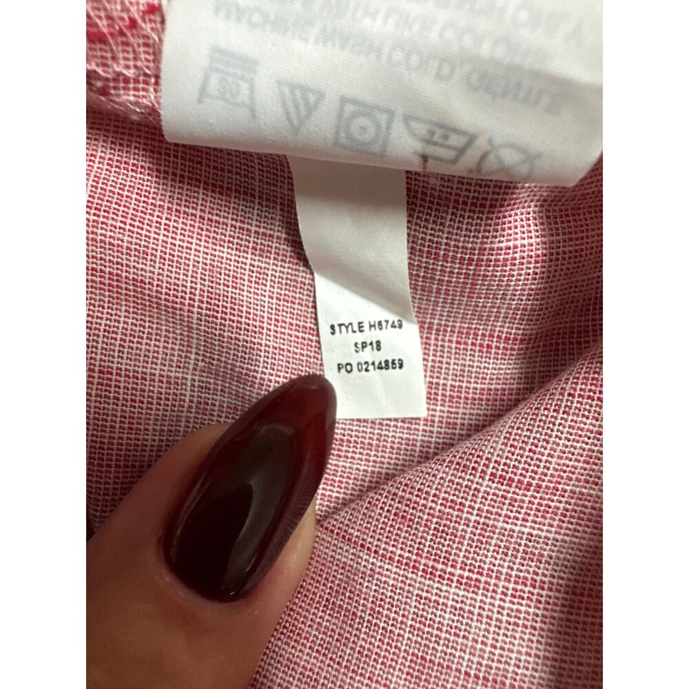 Madewell Red Short Sleeve Button Front Tie Hem Shirt Women M Casual Summer Top - Picture 7 of 7